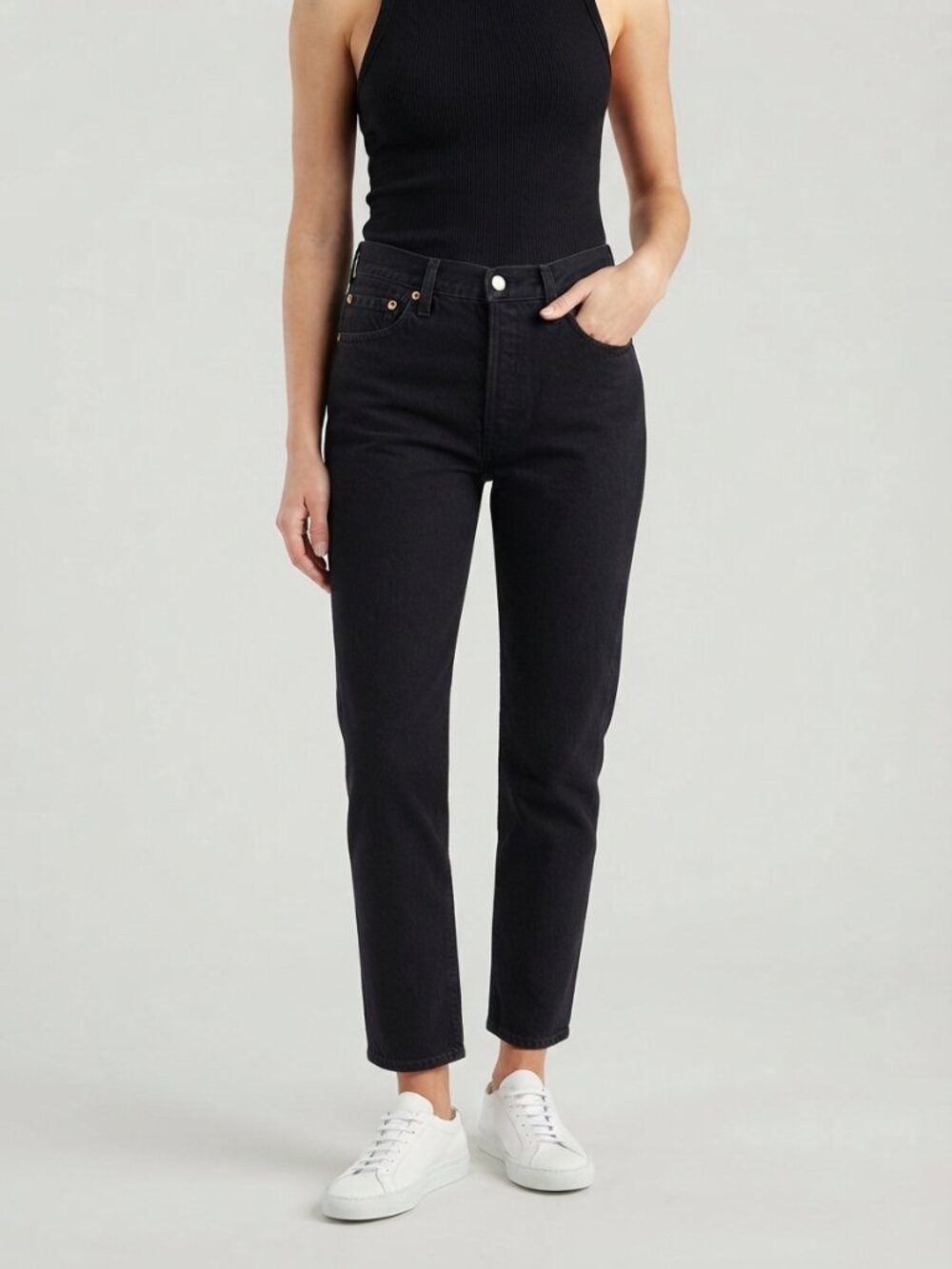 Levi's 501 Premium Cropped Straight Jeans 27 Black Wash NWT